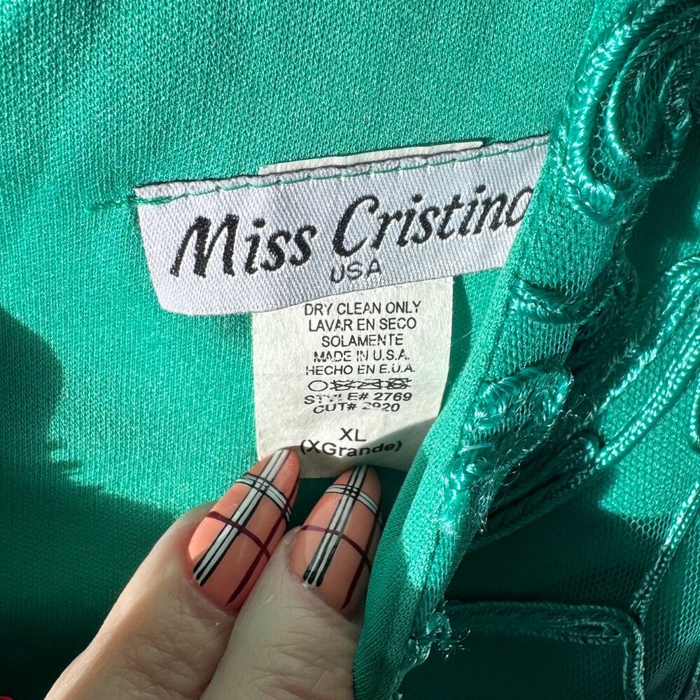 XL Emerald Embroidered Sheath Cocktail Dress Wedding Guest MOB Holiday Glam - Picture 9 of 9